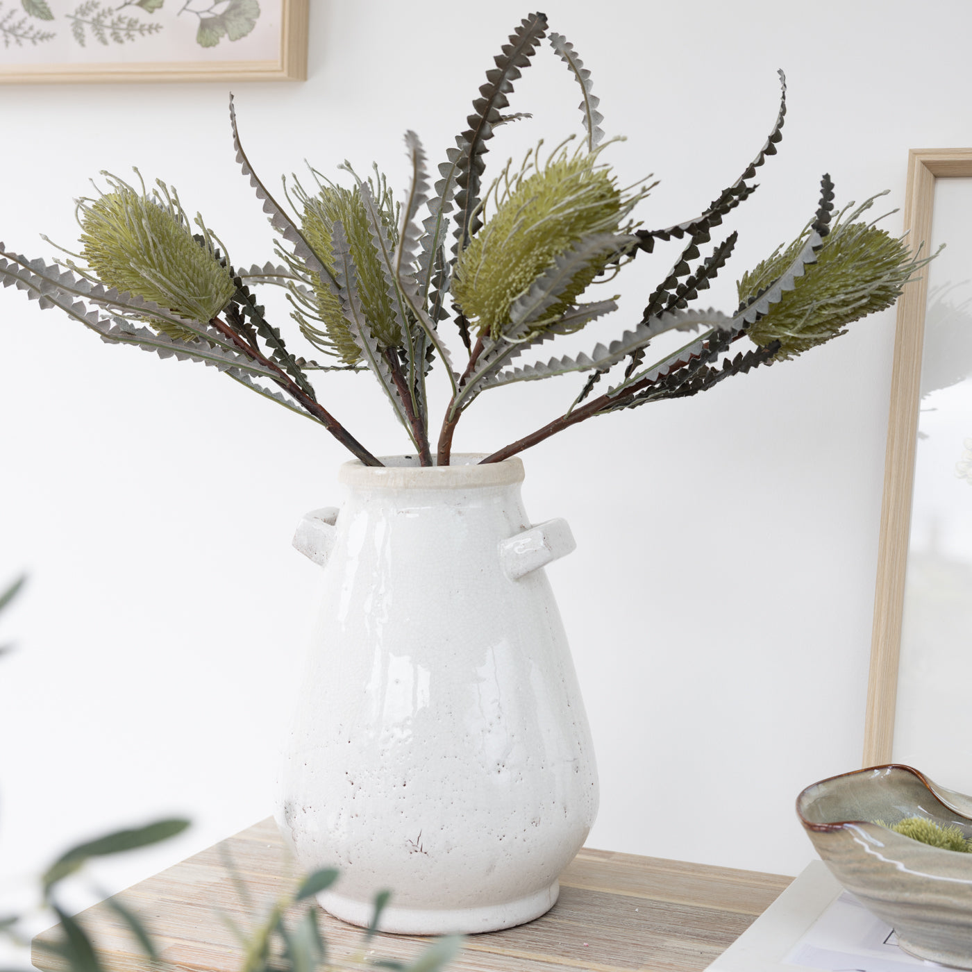 Faux Dried Look Image Green Protea Spray