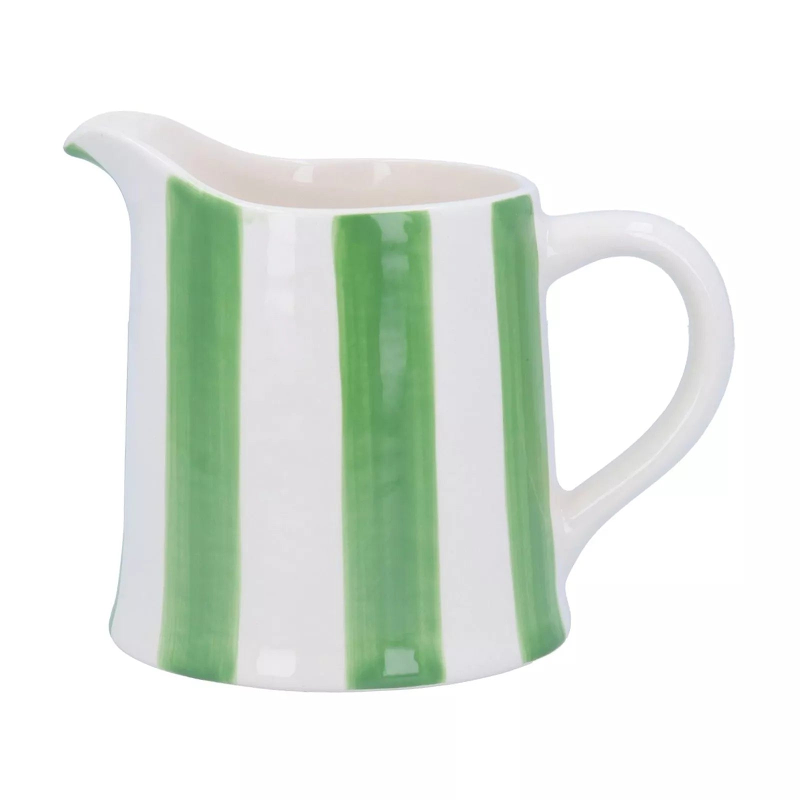 Green Stripe Stoneware Creamer Jug