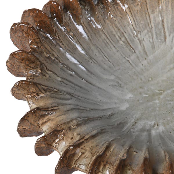Aged Brown Shell Ceramic Decorative Bowl