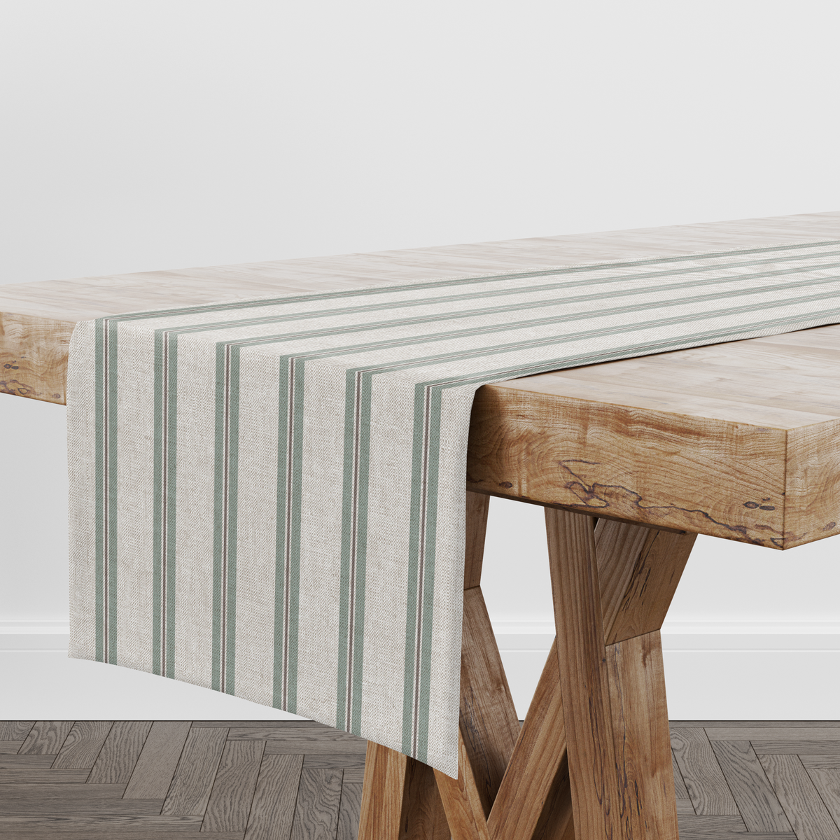 Winterfell Ticking Stripe Table Runner (Duckegg)