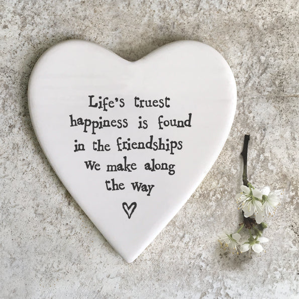 East Of India Life’s Truest Happiness Porcelain Heart Coaster
