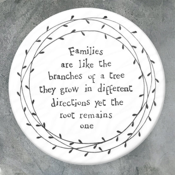 East Of India Families Are Like Branches Porcelain Leaf Coaster