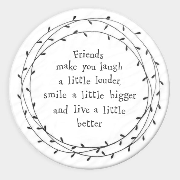 East Of India Friends Make You Laugh Louder Porcelain Leaf Coaster
