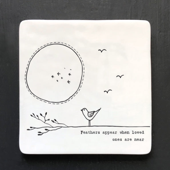 East Of India Feathers Appear Twig Coaster