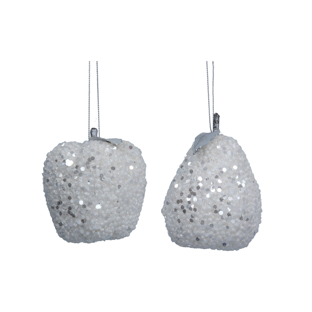White Glitter Apple/Pear Tree Decoration