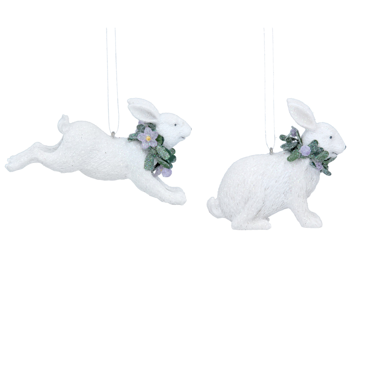 White Resin Hare with Wreath Dec