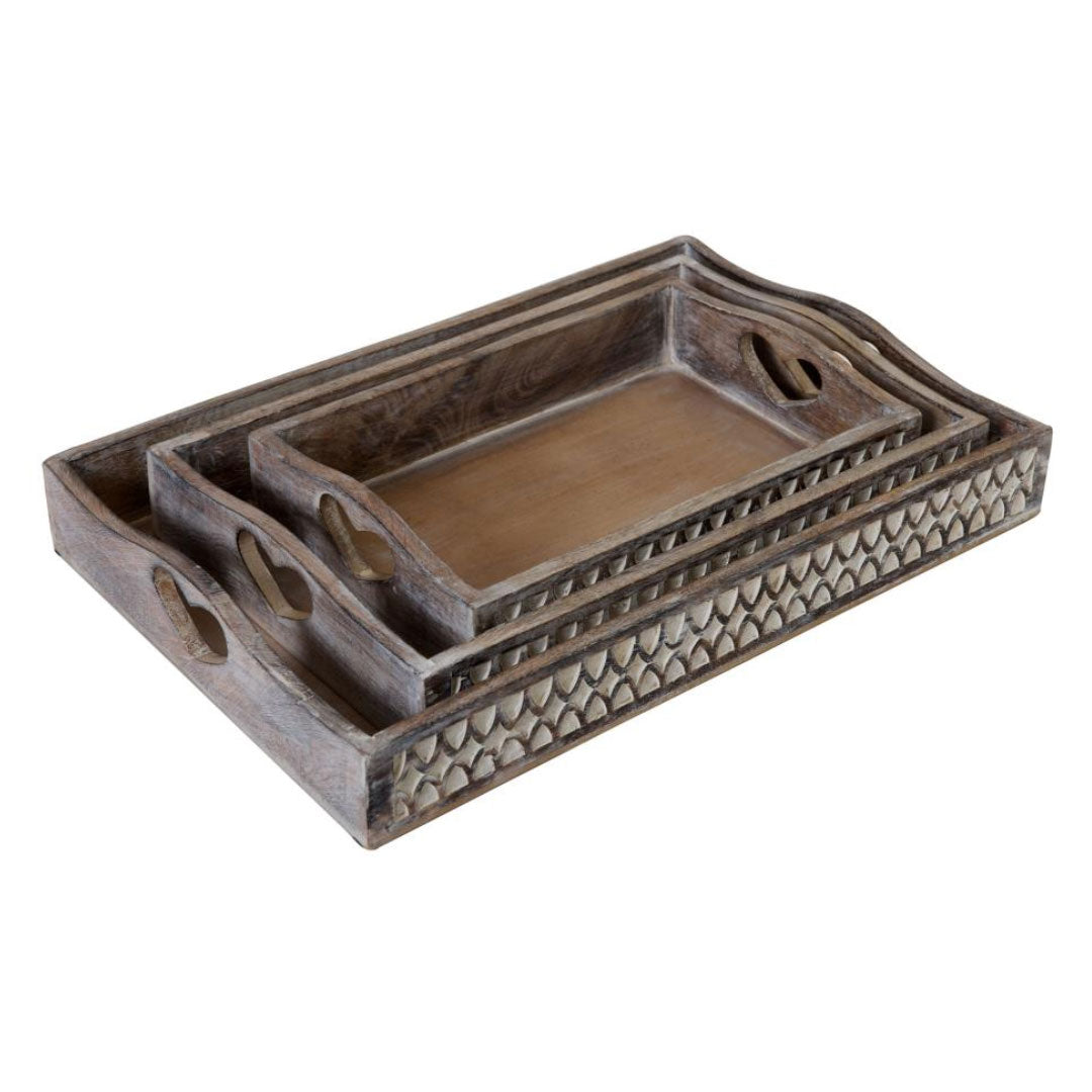 Wooden Carved Tea Tray