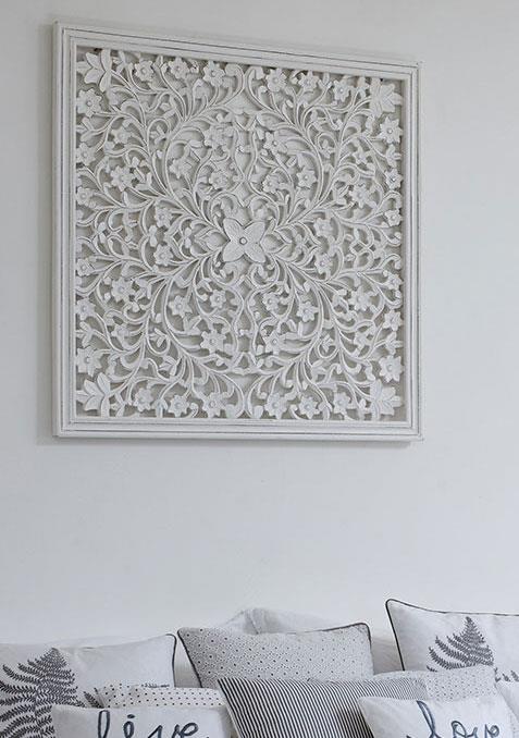 Large White Carved Wall Panel