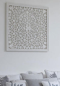 Thumbnail for Large White Carved Wall Panel
