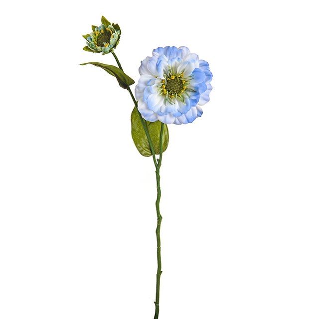 Faux Blue Dolly Zinnia Stem