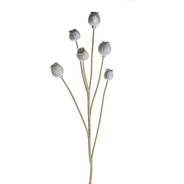 Faux Grey Poppy Seed Pod Spray