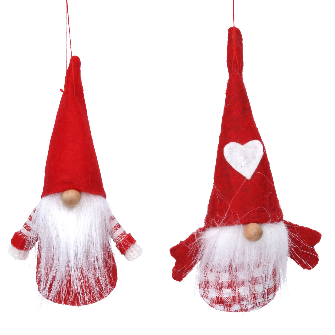 Red and White Fabric Nordic Santa Tree Decoration. 15cm