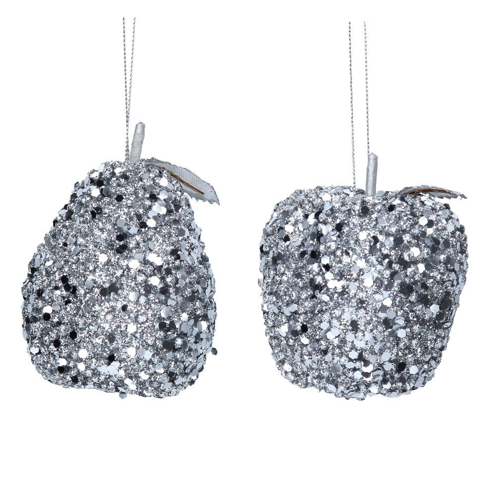 Silver Sequin Glitter Apple/Pear Tree Decoration