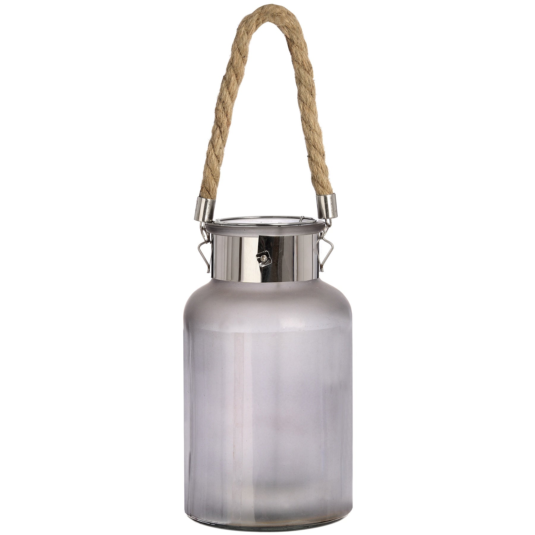 Large Frosted Glass Jar with Rope Detail and Interior LED Lights