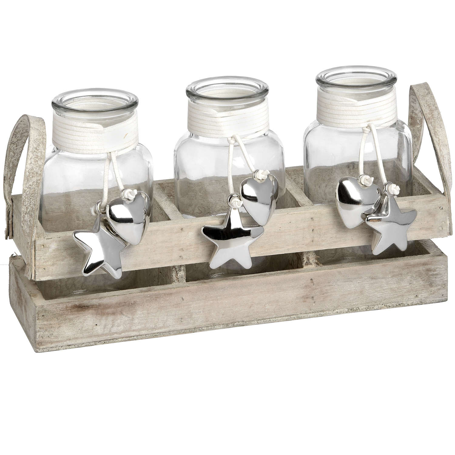 Set of Three Display Jars with Silver Heart