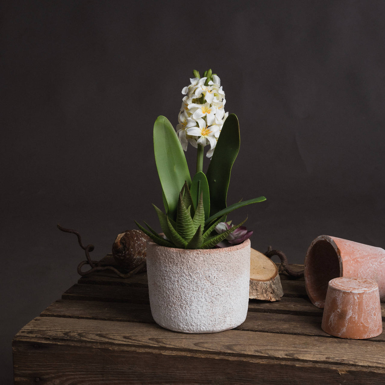 Faux Potted White Hyacinth