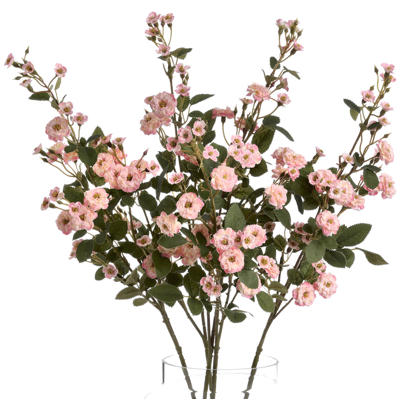 Faux Pink Wild Meadow Rose Spray