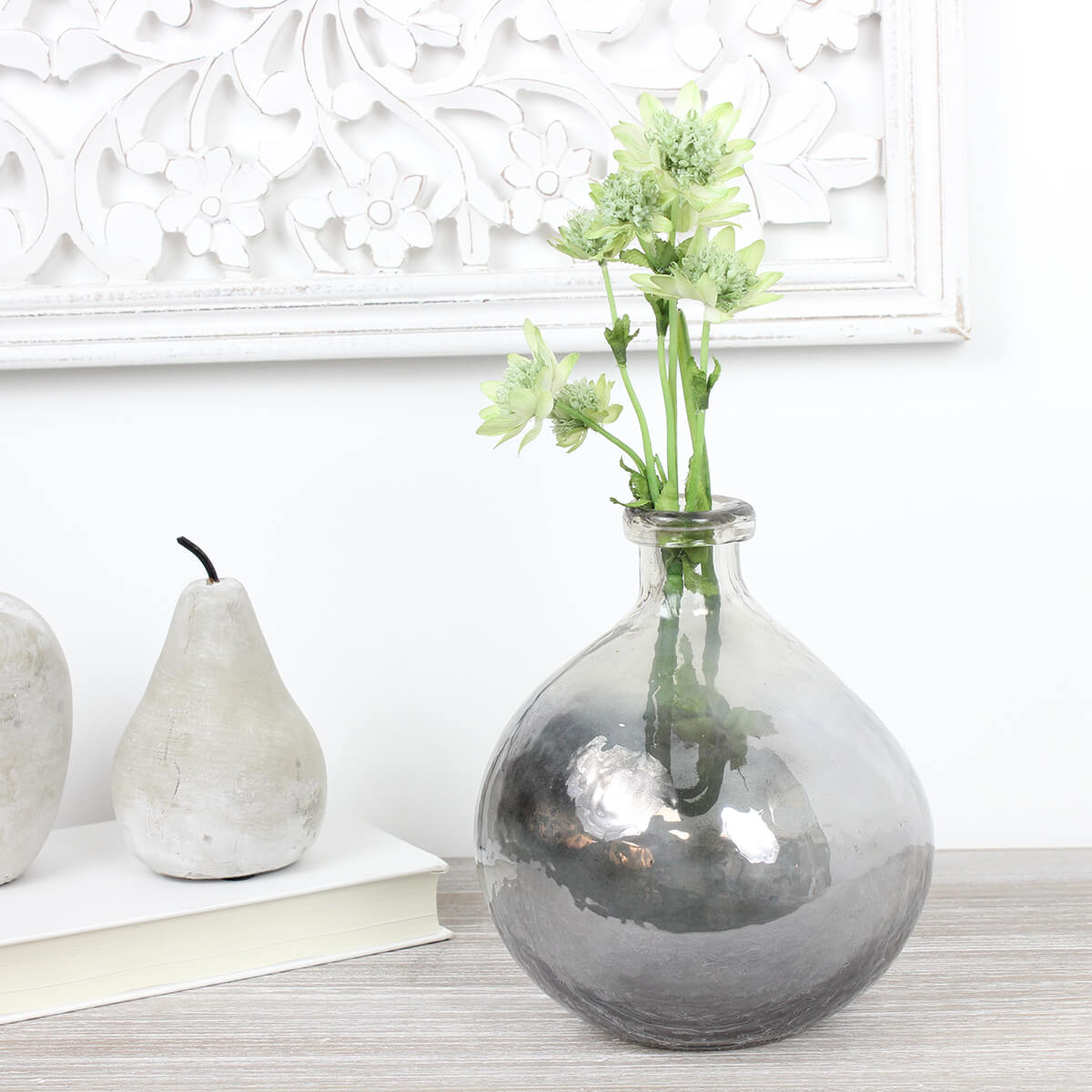 Dali Bottle Glass Vase in Grey Fade