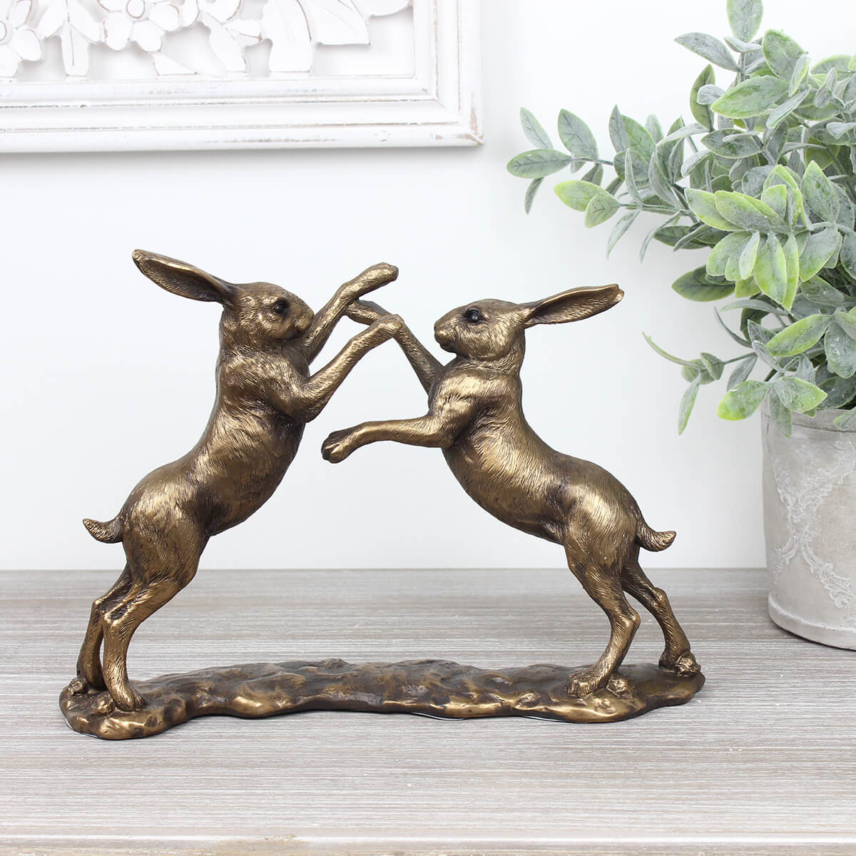 Reflections Bronzed Boxing Hares