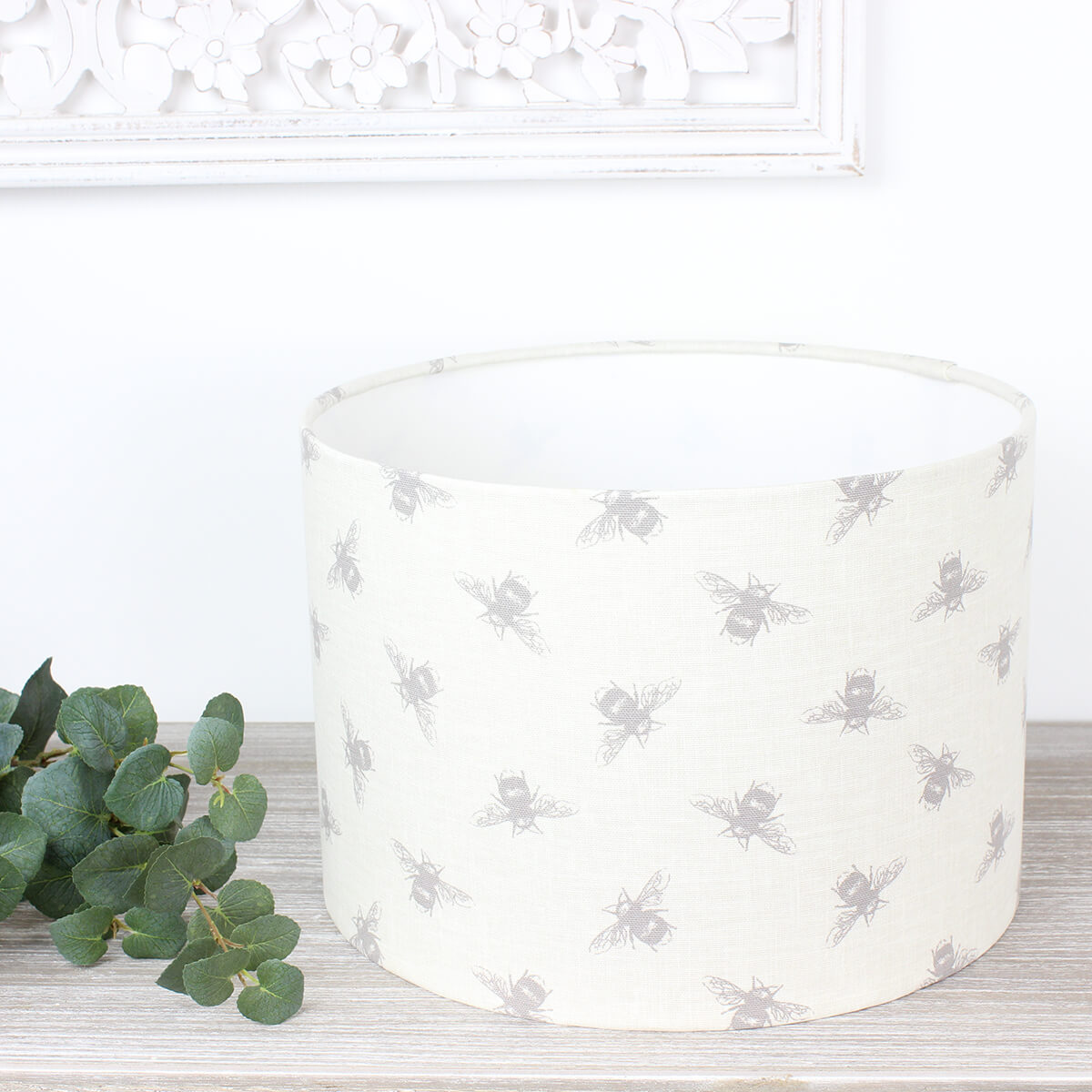 Natural Bee Print Drum Lampshade