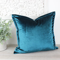 Thumbnail for Glamour Teal Velvet Oxford Cushion