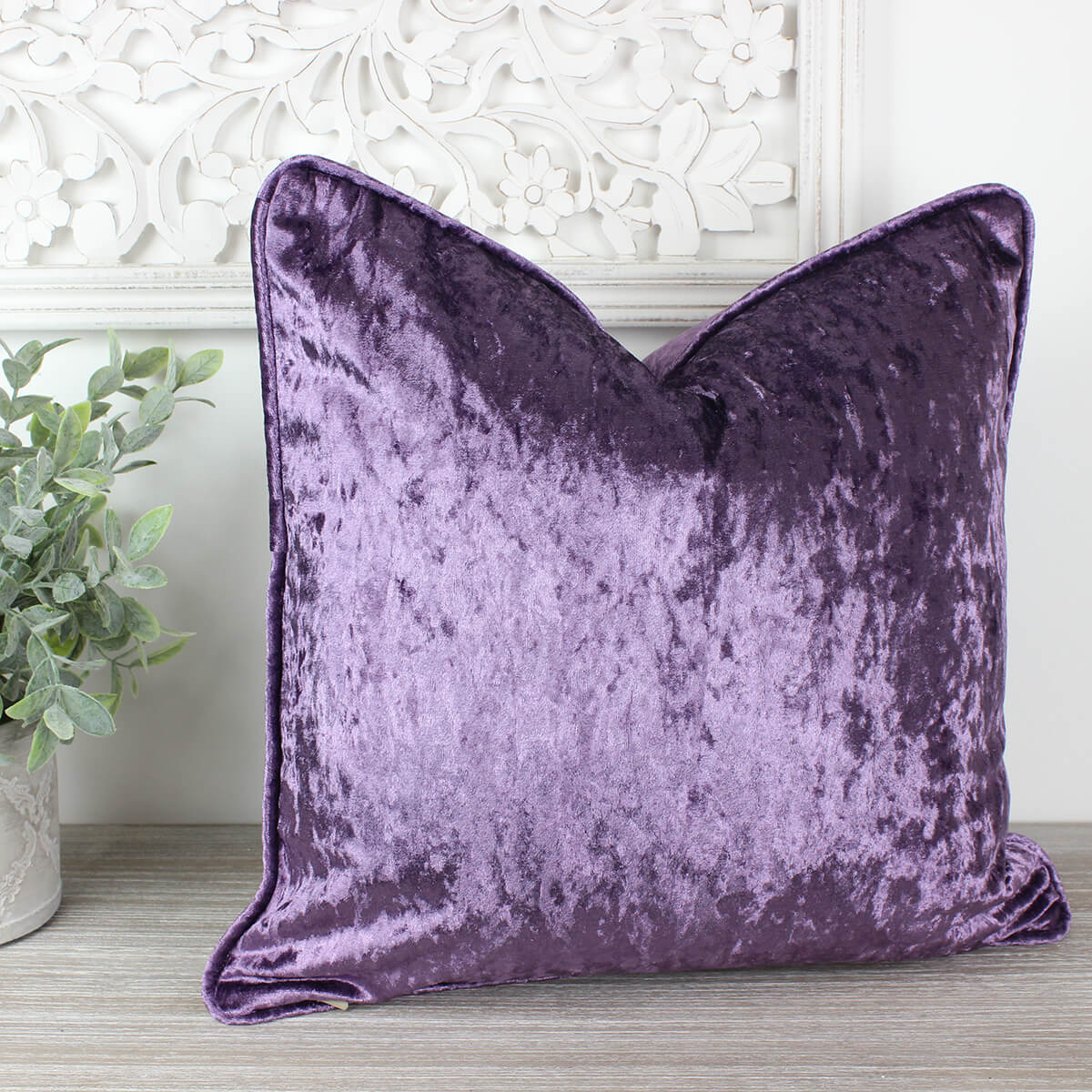 Bling Amethyst Crushed Velvet Cushion