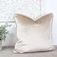 Thumbnail for Glamour Oatmeal Velvet Piped Cushion