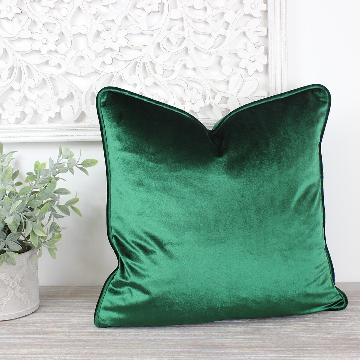 Glamour Emerald Velvet Piped Cushion