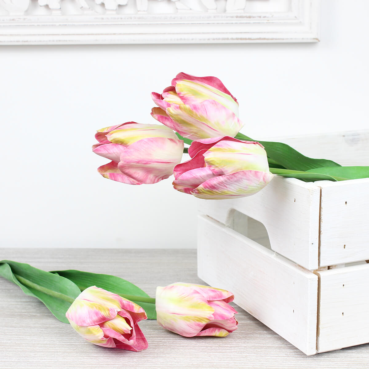 Pink & Green Faux Tulip Stem