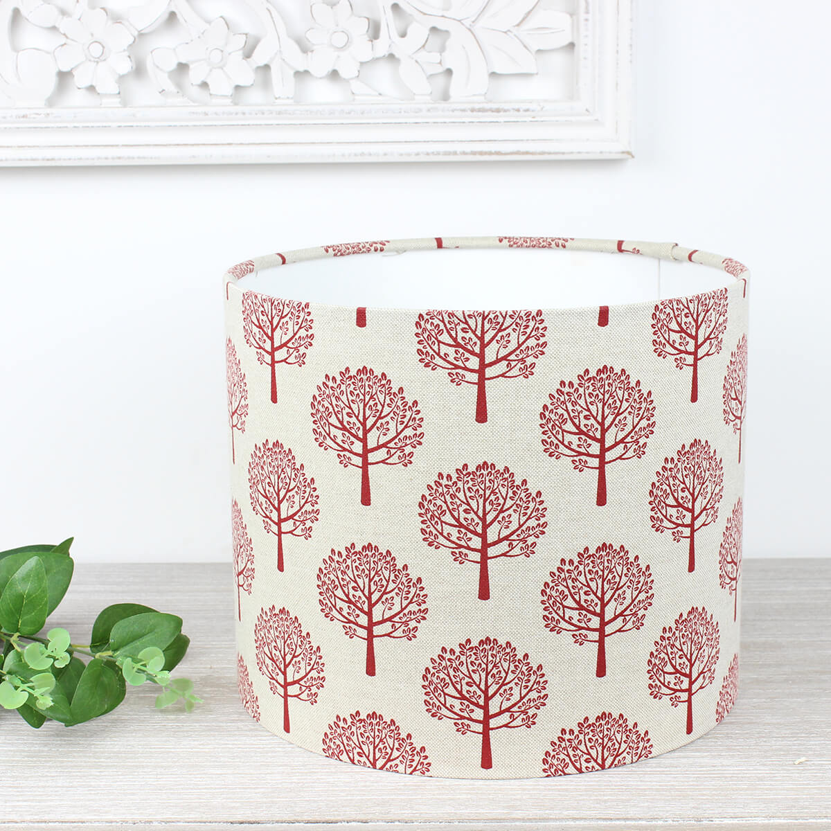 Mulberry Red Tree Linen Print Lampshade