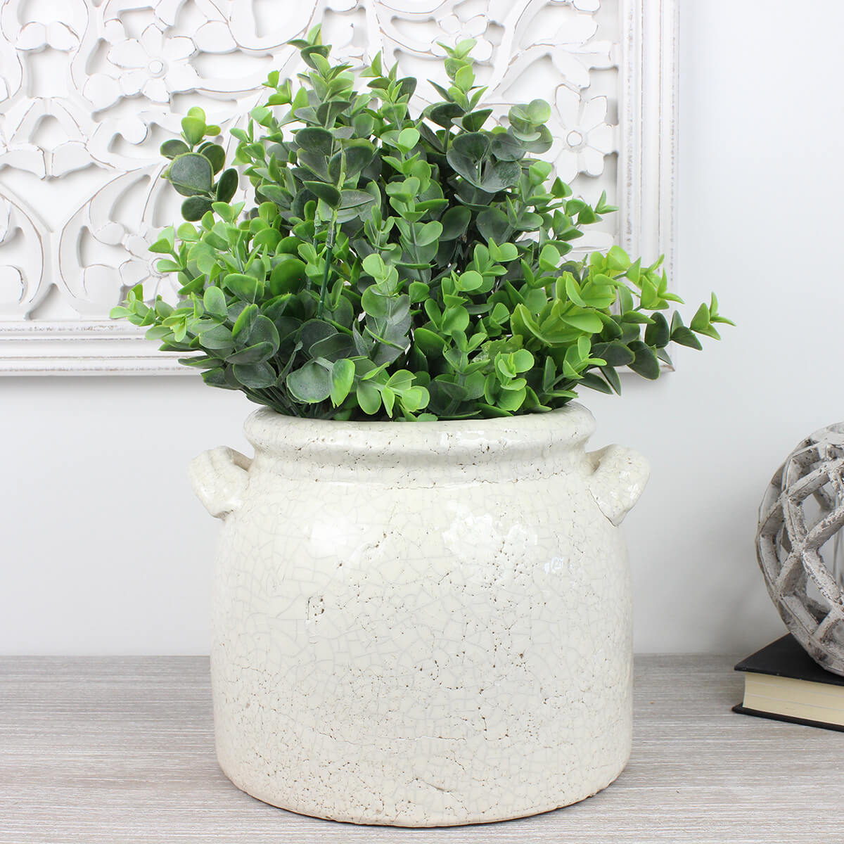 Elena Distressed Ceramic Pot with Handles