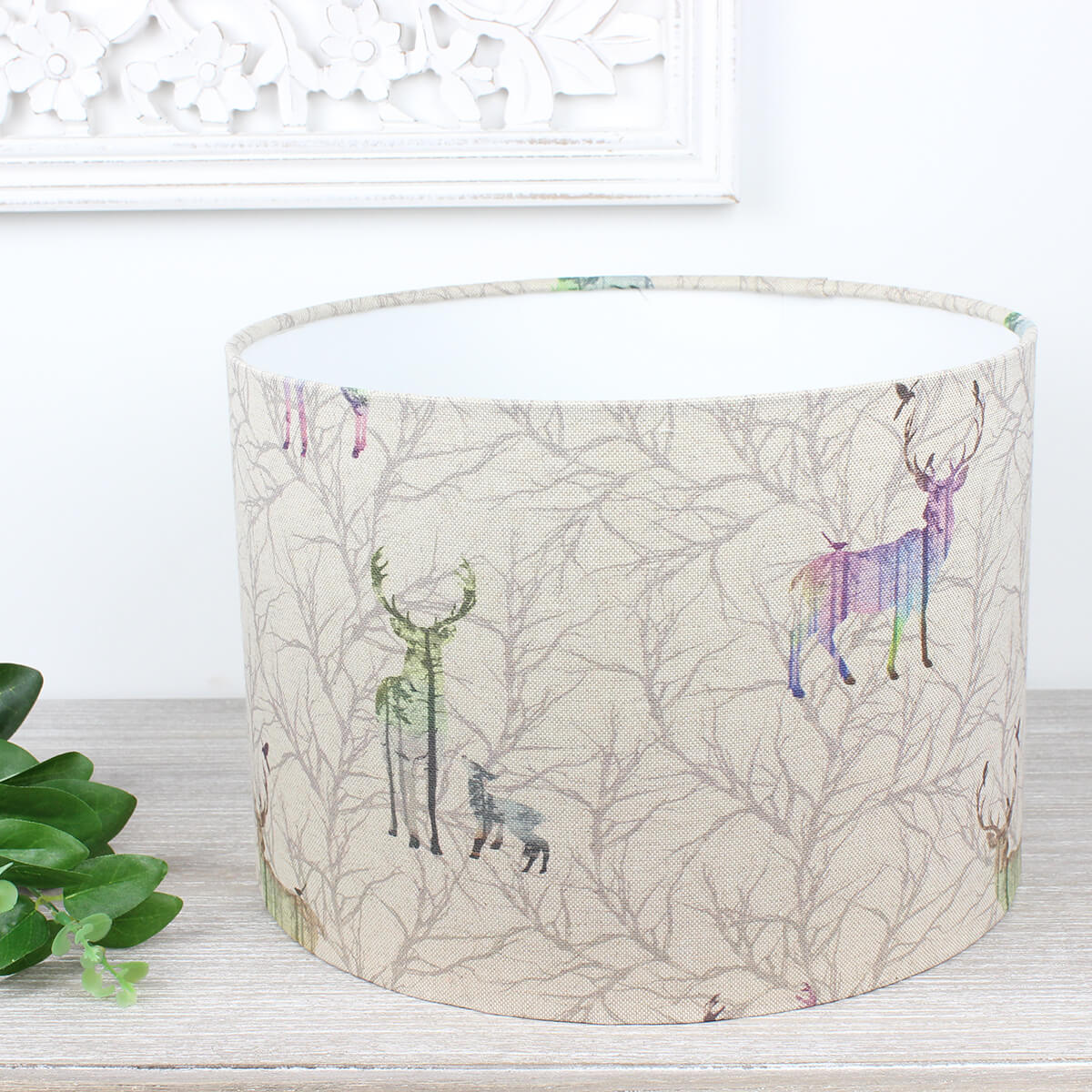 Colourful Stag Linen Print Drum Lampshade