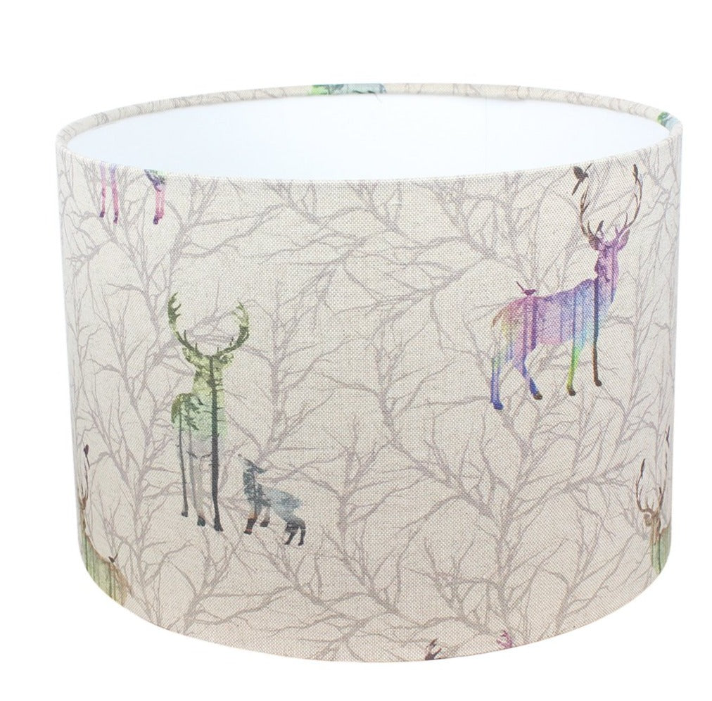 Colourful Stag Linen Print Drum Lampshade