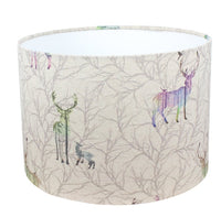 Thumbnail for Colourful Stag Linen Print Drum Lampshade