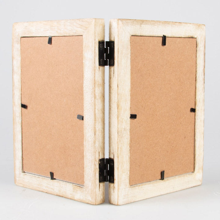 Double White Wood Photo Frame