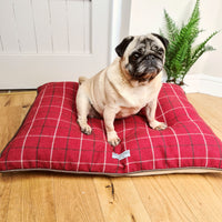 Thumbnail for Red Checked Pillow Dog Bed