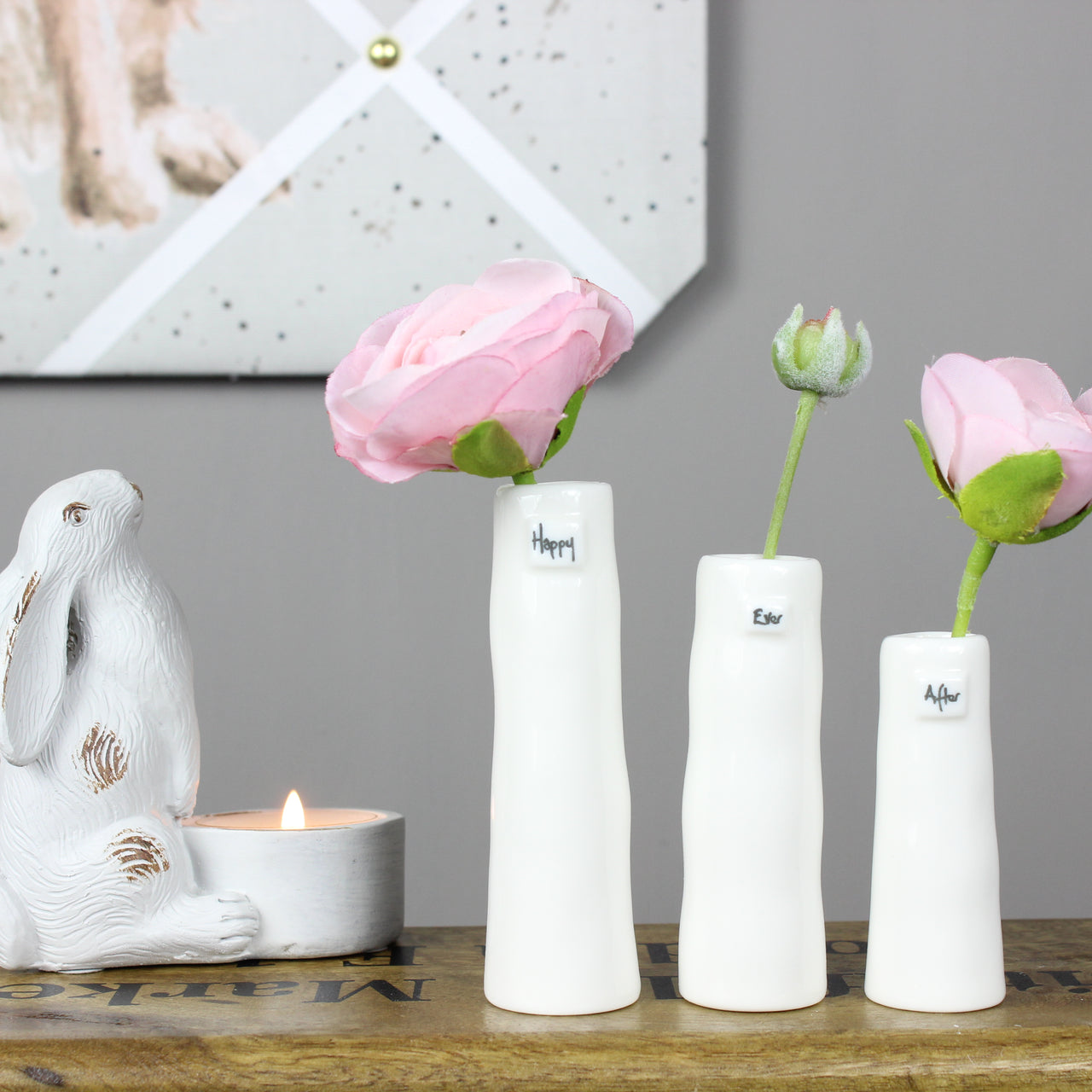 East of India Trio of Bud Vases Happy Ever After