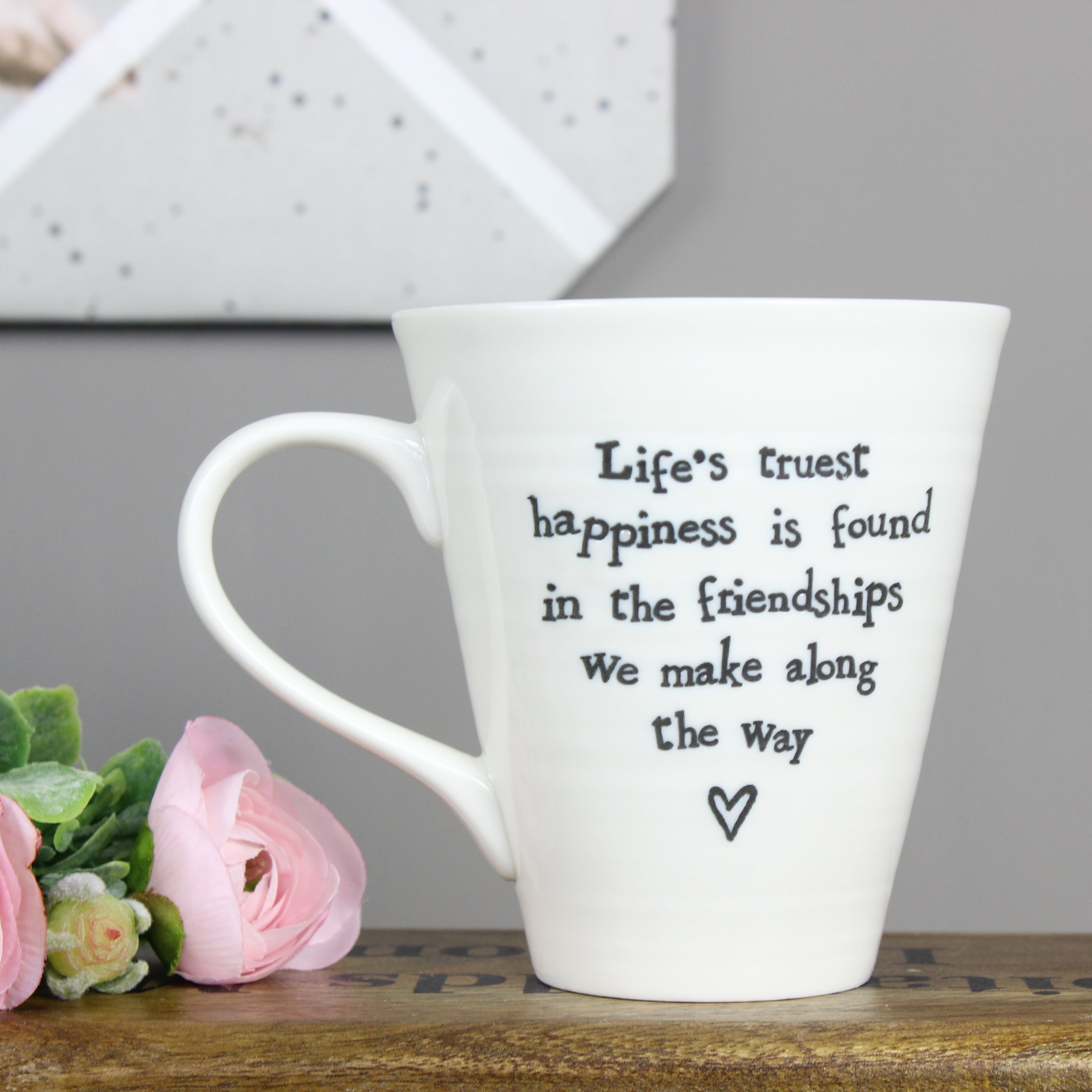 East of India Porcelain Mug Life's Truest Happiness
