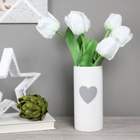 Thumbnail for Small White Ceramic Vase with Grey Heart