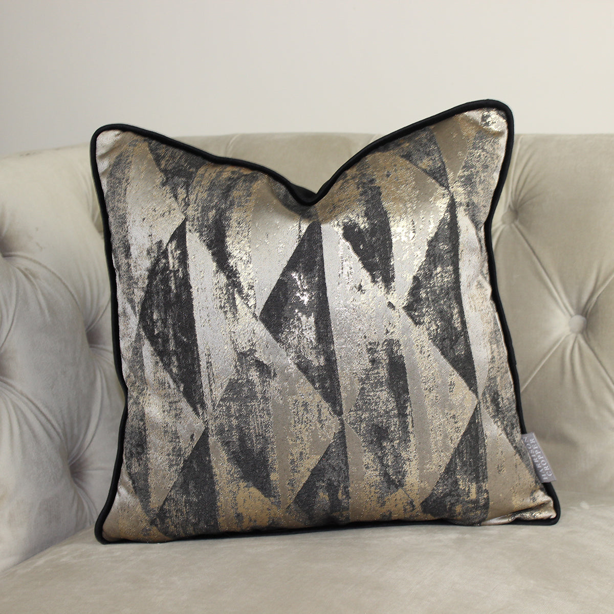 Mystique Charcoal Black & Gold Cushion