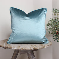 Thumbnail for Glamour Duck Egg Velvet Piped Cushion