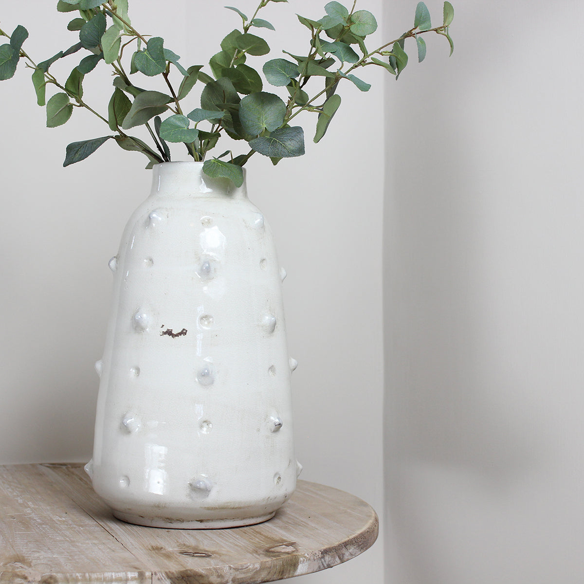 Distressed White Bobble Vase