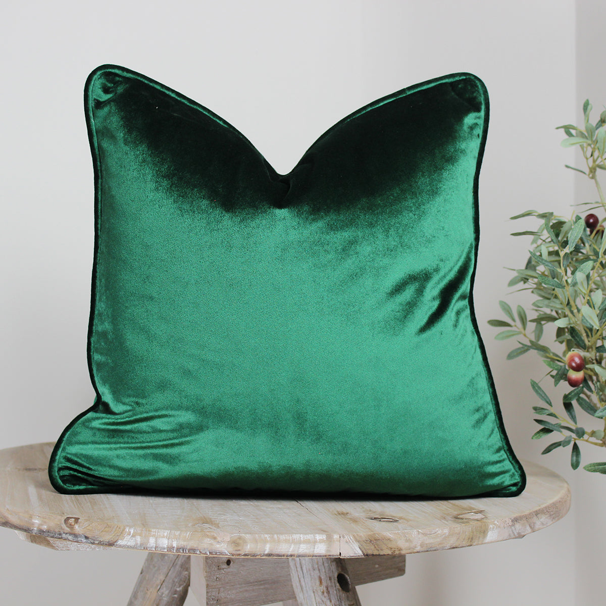 Glamour Emerald Velvet Piped Cushion