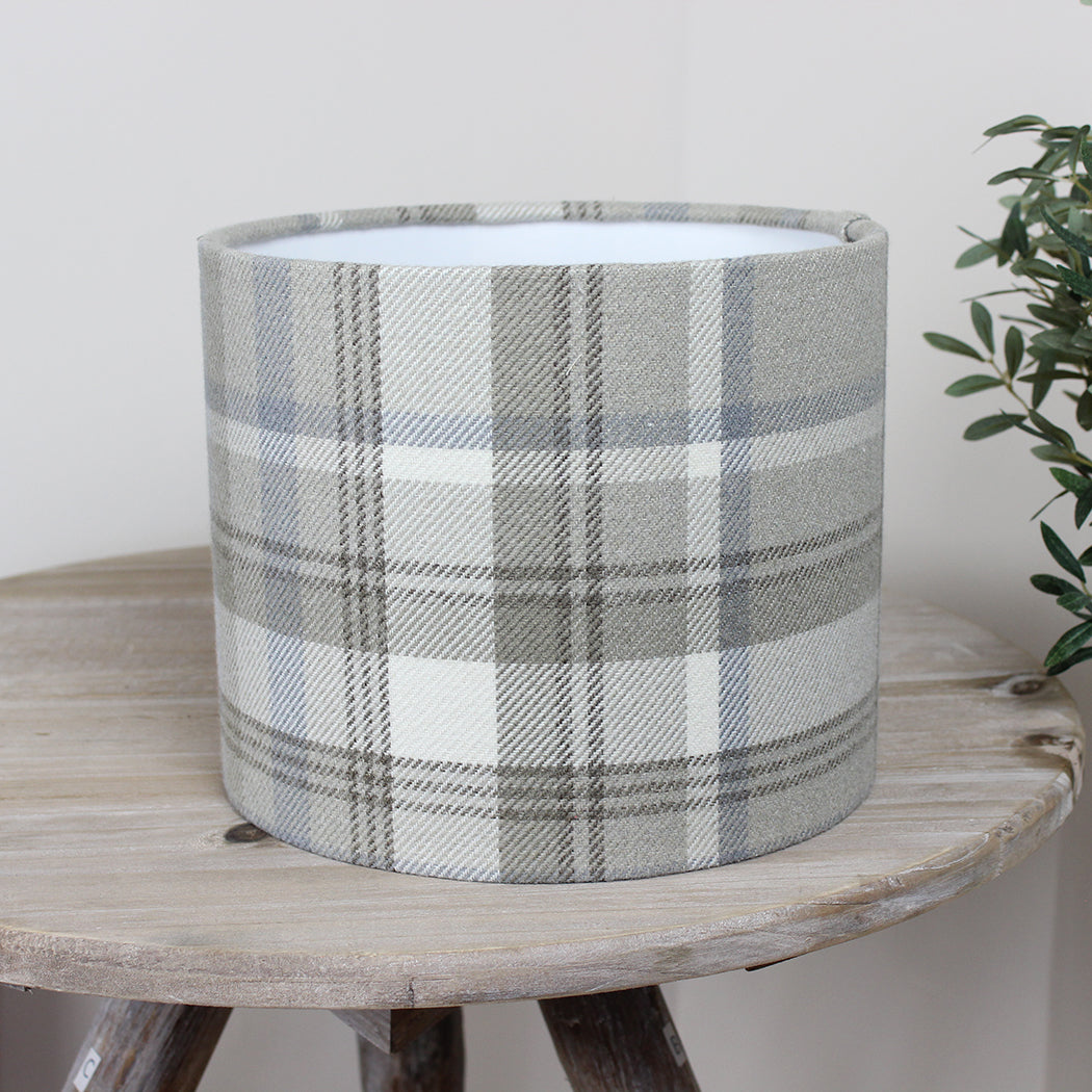 Elgin Taupe Skye Check Drum Lampshade
