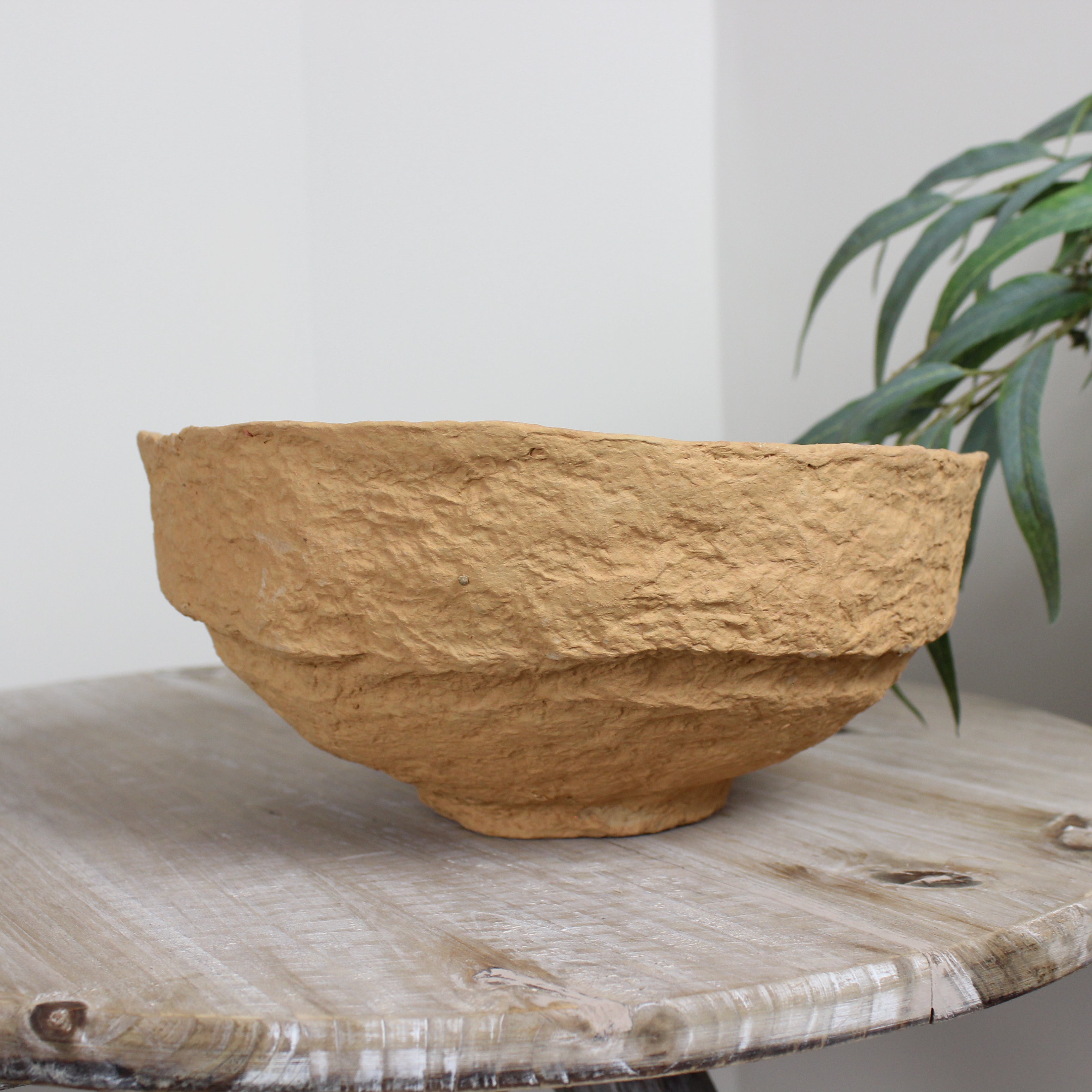 Peach Paper Mache Decorative Bowl