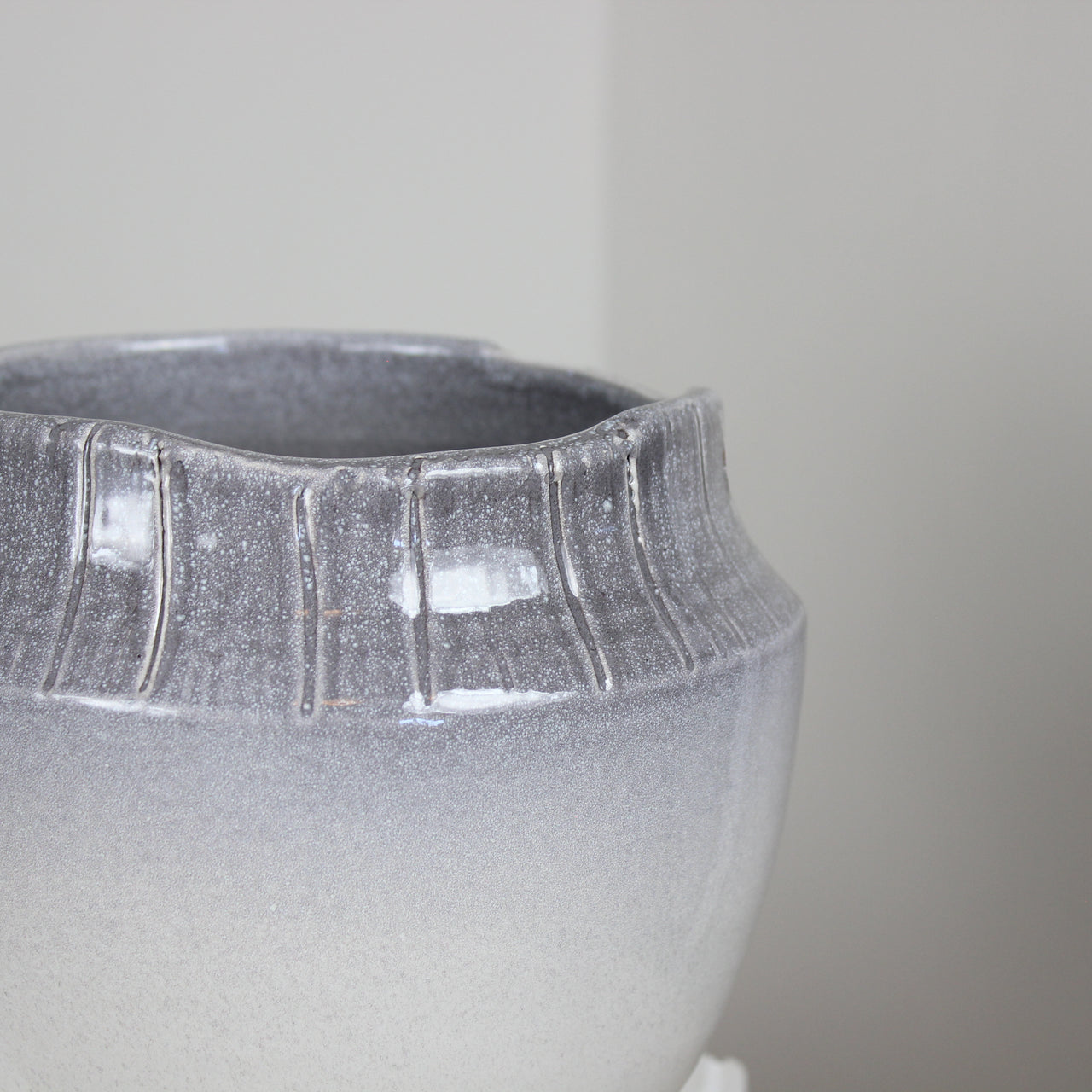 Medium Iris Grey and White Ceramic Planter