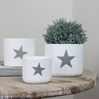 Thumbnail for White Ceramic Pot with Grey Star
