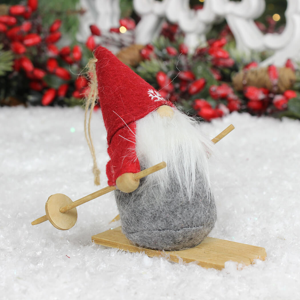 Fabric Nordic Santa on Skis Decoration