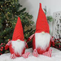 Thumbnail for Red & White Plush Nordic Fabric Sitting Santa - Medium