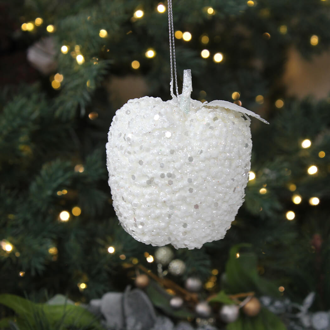 White Glitter Apple/Pear Tree Decoration